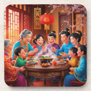 Chinese new year family feast  coaster