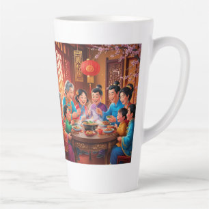 Chinese new year family feast  latte mug
