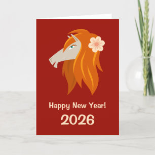Chinese New Year Fire Horse 2026 Zodiac Holiday Card