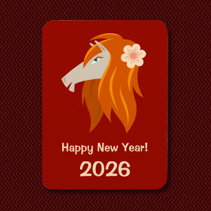 Chinese New Year Fire Horse 2026 Zodiac Magnet