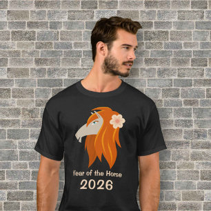 Chinese New Year Fire Horse 2026 Zodiac Men T-Shirt