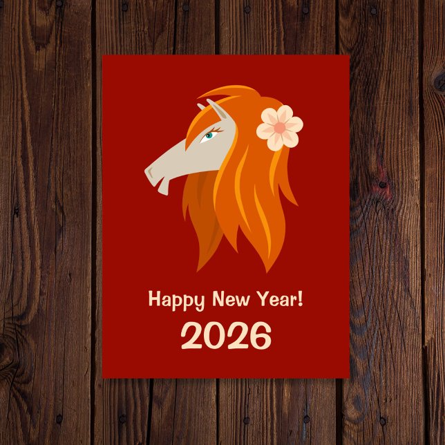 Chinese New Year Fire Horse 2026 Zodiac Postcard (Creator Uploaded)