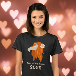Chinese New Year Fire Horse 2026 Zodiac Women T-Shirt