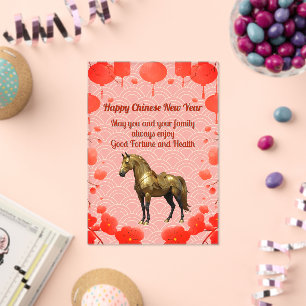 Chinese New Year Golden Horse Acrylic Holiday Card Acrylic Invitations