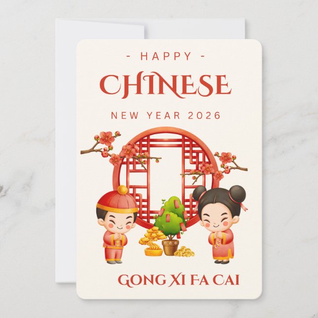 Chinese New Year Gong Xi Fa Cai 2026 Holiday Card (Front)