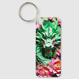 Chinese New Year Green Dragon Origami Monogram ReK Key Ring