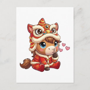 Chinese New Year Horse 2026 Zodiac Holiday Postcard
