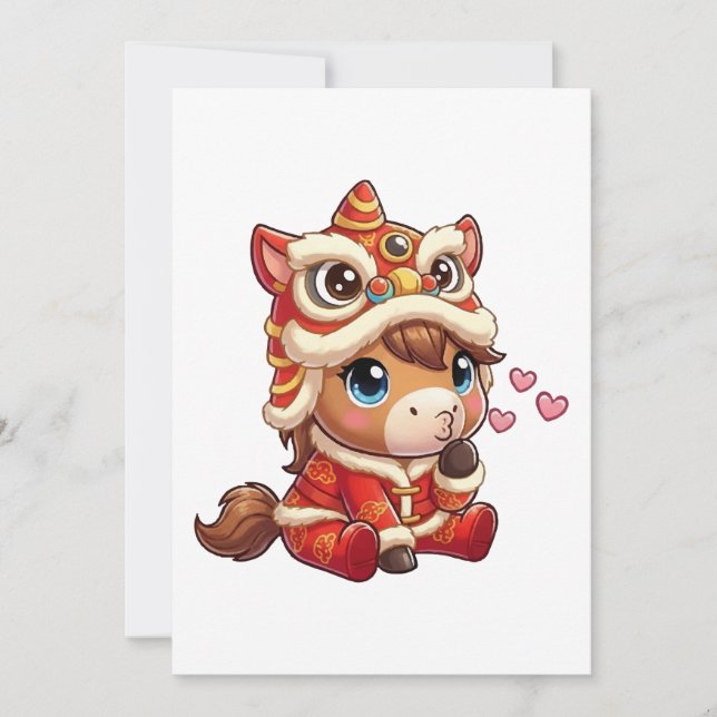 Chinese New Year Horse 2026 Zodiac Invitation (Front)