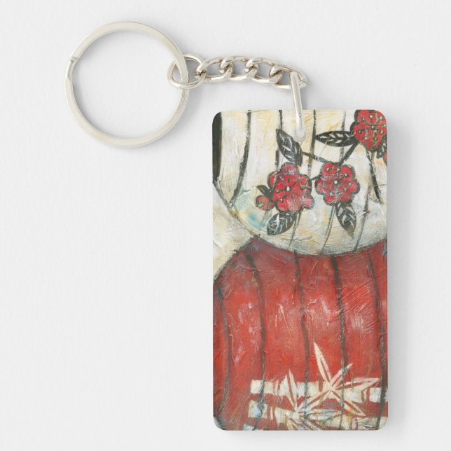 Chinese New Year Lanterns with Floral Print Key Ring (Front)