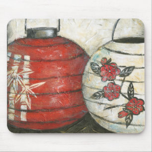 Chinese New Year Lanterns with Floral Print Mouse Pad