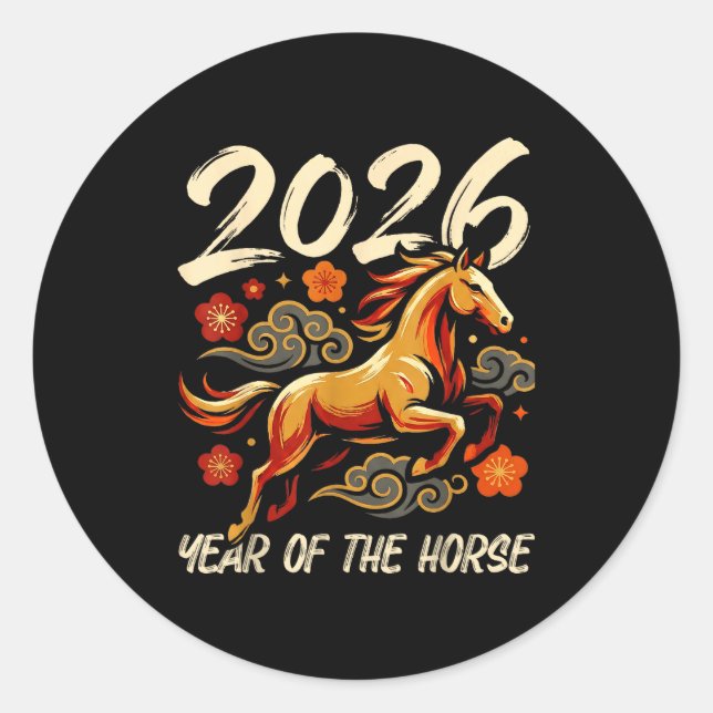 Chinese New Year Lunar Year Of The Horse 2026  Classic Round Sticker (Front)