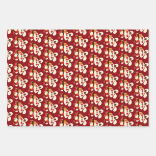 Chinese new year luxury red golden rabbit lunar wrapping paper sheet