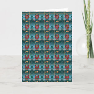 Chinese New Year of Ox - Green Check Pattern Holiday Card