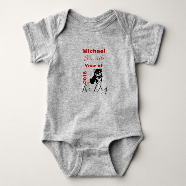 Chinese New Year of the Dog  Personalised Baby Bodysuit (Front)