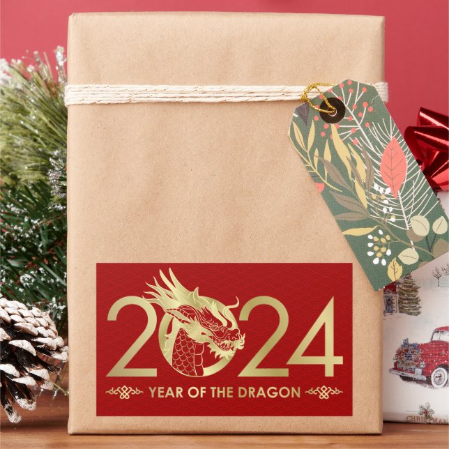 Chinese New year of the Dragon 2024 Rectangular Sticker (Holiday)