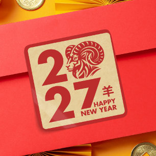 Chinese New year of the Fire Goat 2027 Square Sticker