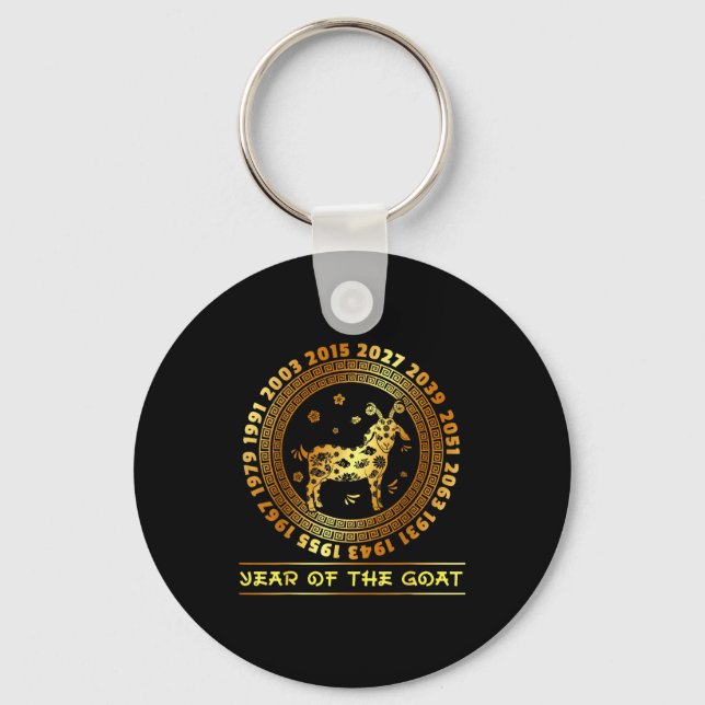 Chinese New Year Of The Goat Chinese Zodiac Year 2 Key Ring (Front)