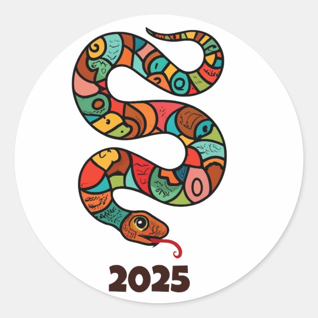 Chinese New Year Of The Green Wood Snake 2025 Classic Round Sticker (Front)