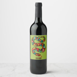 Chinese New Year Of The Green Wood Snake 2025 Wine Label