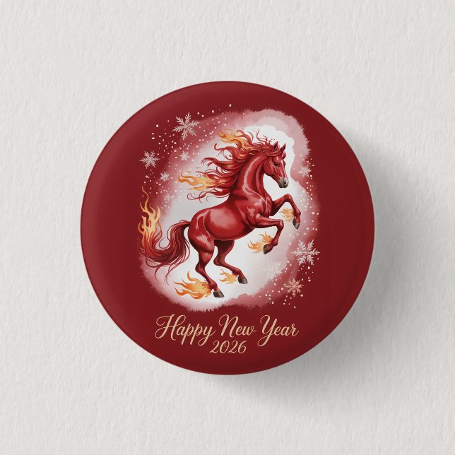 Chinese New year of the Horse 2026 3 Cm Round Badge (Front)
