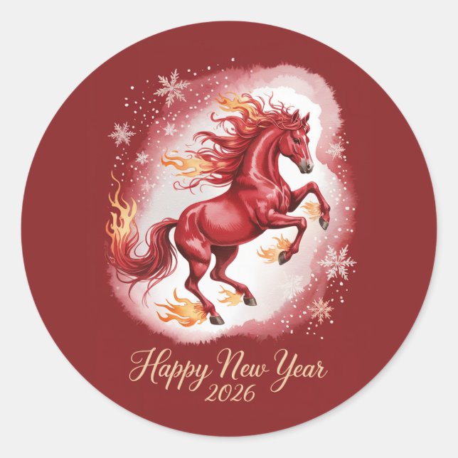 Chinese New year of the Horse 2026 Classic Round Sticker (Front)