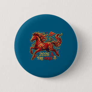Chinese New Year Of The Horse 2026 Fire Horse Chin 6 Cm Round Badge
