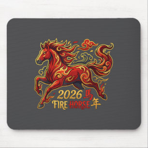 Chinese New Year Of The Horse 2026 Fire Horse Chin Mouse Pad