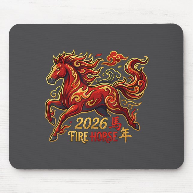 Chinese New Year Of The Horse 2026 Fire Horse Chin Mouse Pad (Front)