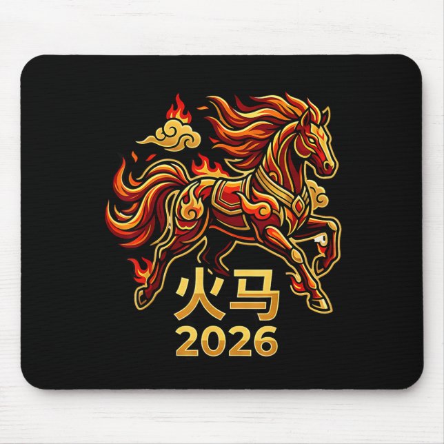 Chinese New Year Of The Horse 2026 Fire Horse Chin Mouse Pad (Front)