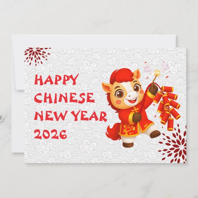 Chinese New year of the Horse 2026 Holiday Card (Front)