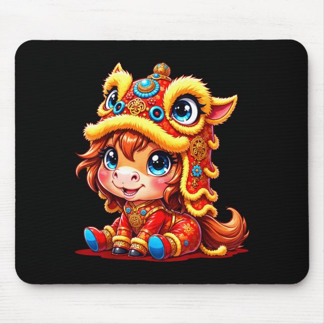 Chinese New Year Of The Horse 2026 Lunar Girls Lio Mouse Pad (Front)
