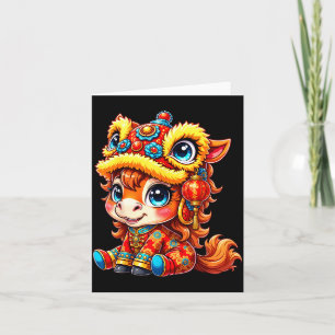 Chinese New Year Of The Horse 2026 Lunar Girls Lio Thank You Card