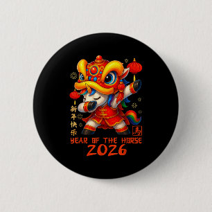Chinese New Year Of The Horse 2026 Lunar New Year 6 Cm Round Badge