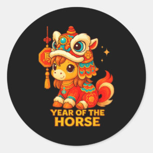 Chinese New Year Of The Horse 2026 Lunar New Year  Classic Round Sticker