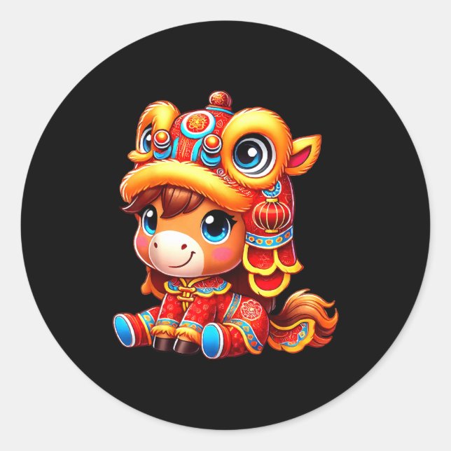 Chinese New Year Of The Horse 2026 Lunar New Year  Classic Round Sticker (Front)
