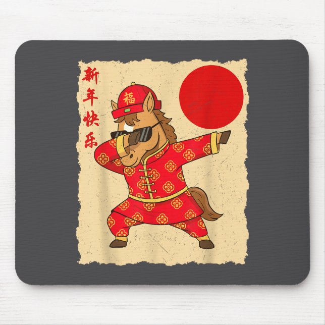 Chinese New Year Of The Horse 2026 Lunar Outfit Fu Mouse Pad (Front)