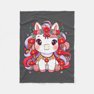 Chinese New Year Of The Horse 2026 Women Girls  Fleece Blanket