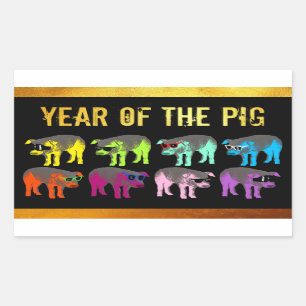 Chinese New Year of the Pig Pop rectangular S Sticker