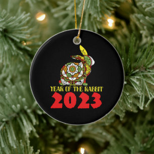Chinese New Year of the Rabbit 2023 Ceramic Tree Decoration