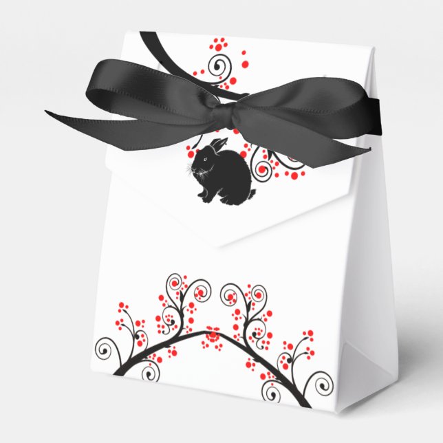 Chinese New Year of the Rabbit and Red Blossoms Favour Box (Front Side)