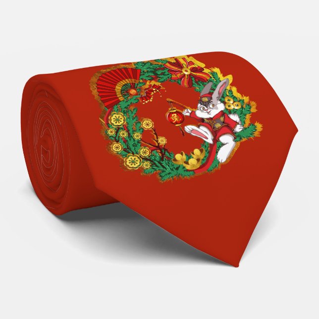 Chinese New Year of The Rabbit Tie (Rolled)