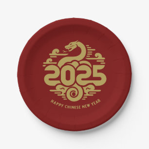 Chinese New Year of the Snake 2025 Family Potluck Paper Plate