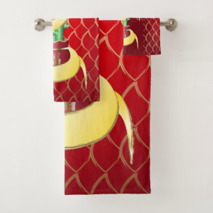 Chinese New Year of the Snake 2025 Lucky Bamboo Bath Towel Set