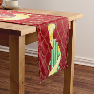 Chinese New Year of the Snake 2025 Lucky Bamboo Short Table Runner