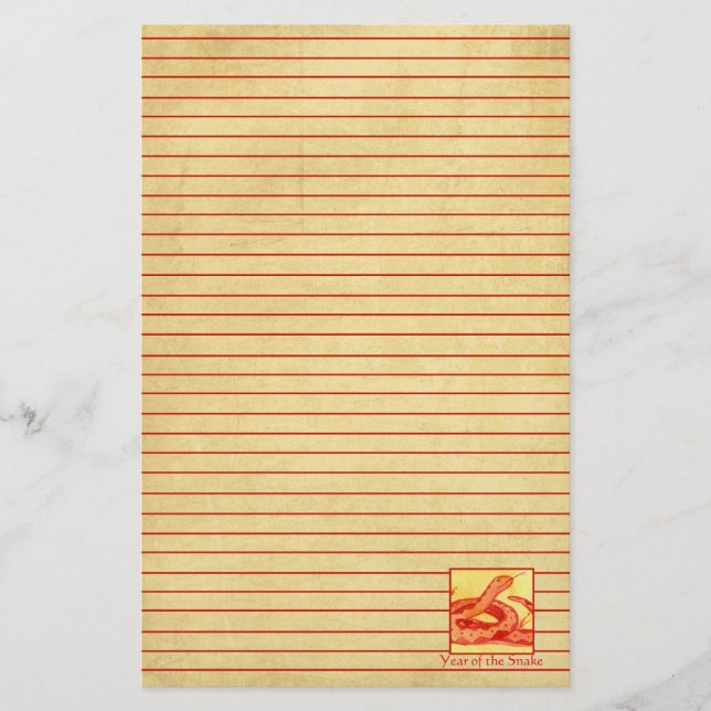 Chinese New Year of the Snake Red Lined Stationery (Front)