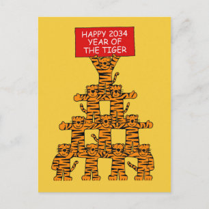 Chinese New Year of the Tiger Cartoon Fun Holiday Postcard