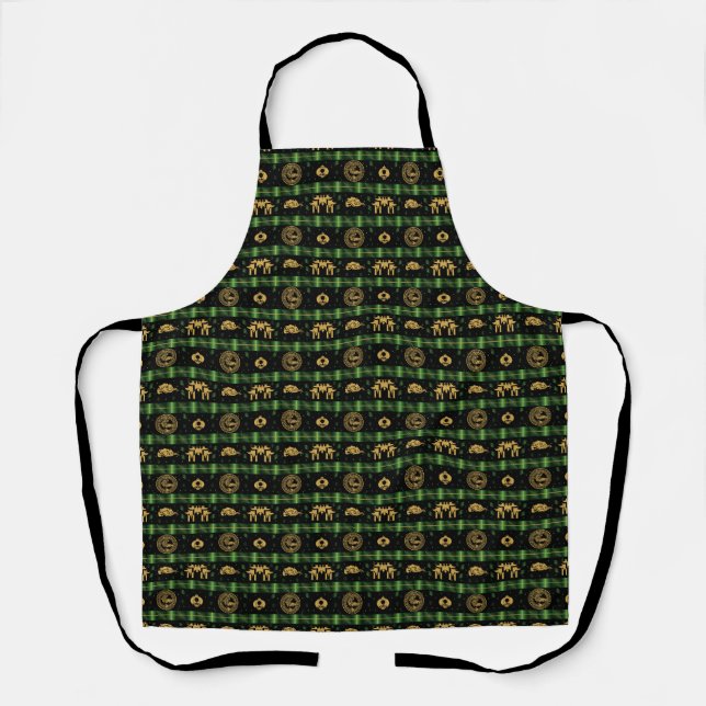 Chinese New Year of the Tiger Green Pattern Apron (Front)