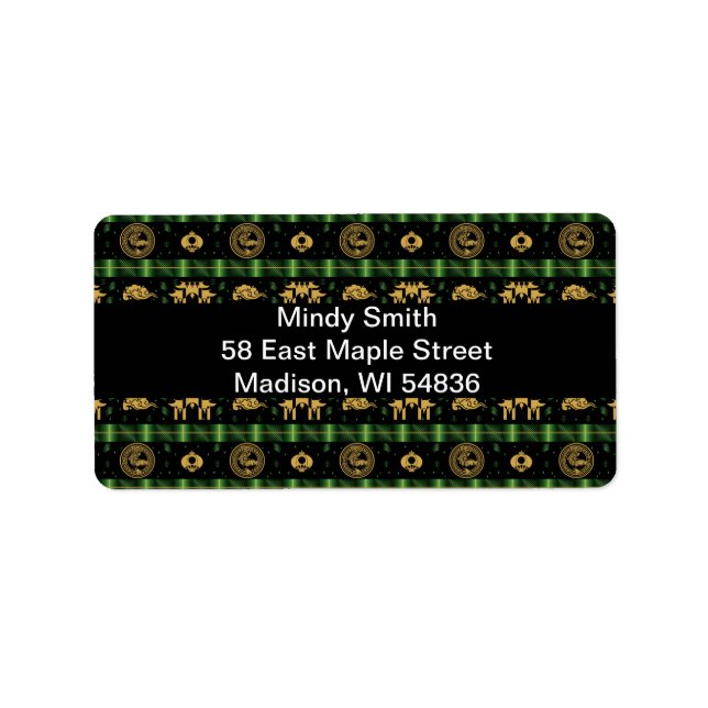 Chinese New Year of the Tiger Green Pattern Label (Front)