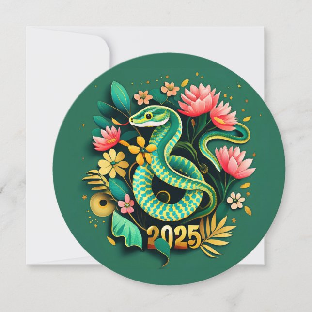 Chinese New Year Of The Wood Snake 2025 for woman Holiday Card (Front)