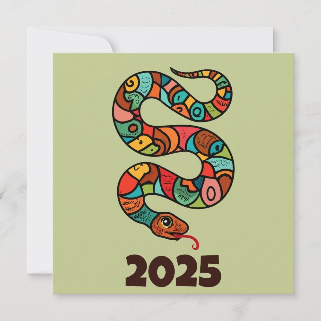 Chinese New Year Of The Wood Snake 2025 Holiday Card (Front)